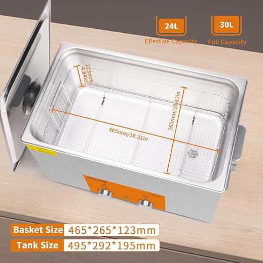 Ultrasonic Cleaner,30L 600W Industrial Sonic Cleaner with Encoded Control, Ultrasonic Engines Cleaner for Gun,Carburetors,Parts,Chain Cleaning (Including Baskets)