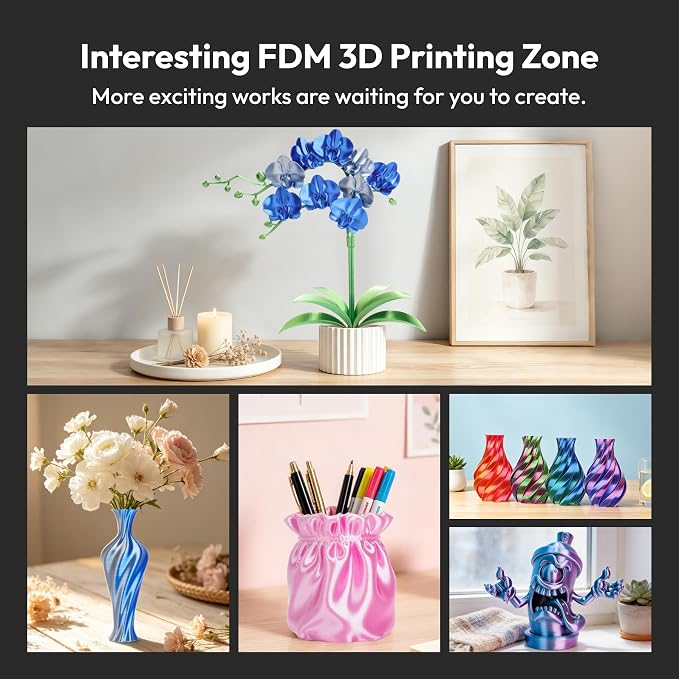 AMOLEN Silk PLA 3D Printer Filament, Dual Color Blue Silver PLA 1.75mm, Shiny Color Change Filament 3D Printing PLA Filament for Most FDM 3D Printer, 1kg Spool(2.2lbs)