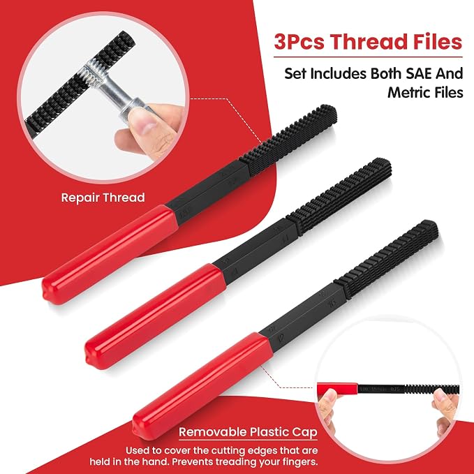 49PCS Thread Chaser Set, Thread Repair Chaser Kit with Metric and UNC UNF Universal Rethreading Kit Thread Restorer Kit