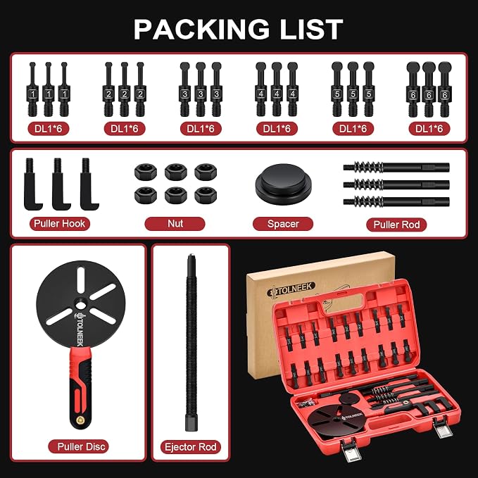 33-in-1 Bearing Puller Kit, Upgraded Heavy-Duty Wheel Bearing Removal Tool & Blind Hole Puller Set with Non-Slip Handle for Automotive, Industrial, Farm Use, Includes Portable Case (33in1-puller)