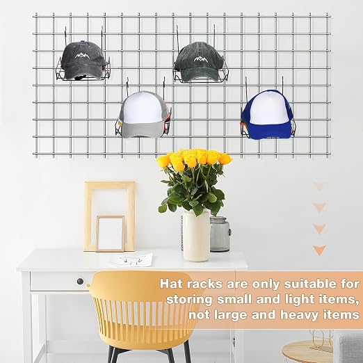 Yaocom 6Pcs Metal Hat Rack Display, Black, Wall Mounted, Multifunctional Storage for Slatwall, Grid, Pegboard, Home Retail Shop Store Boutique Organizer