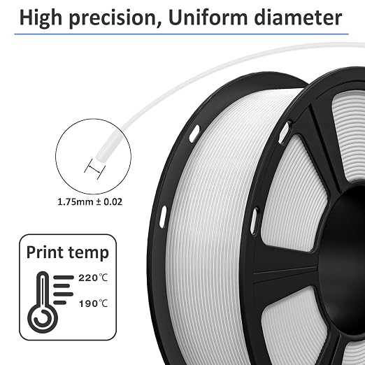 GIANTARM 3D Printer Filament, White Pla Filament, 1Kg(2.2lbs) Spool, 1.75mm Dimension Accuracy +/- 0.03mm, 3D Printing Filament