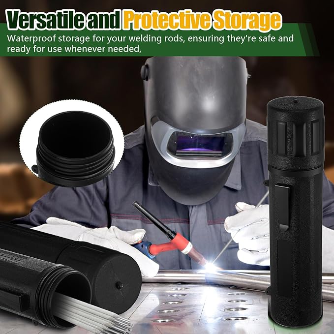 Zonon 4 Pcs Welding Rod Storage Tube 14 Inch Electrode Welding Rod Holder Container Airproof and Waterproof for Canister(Black)