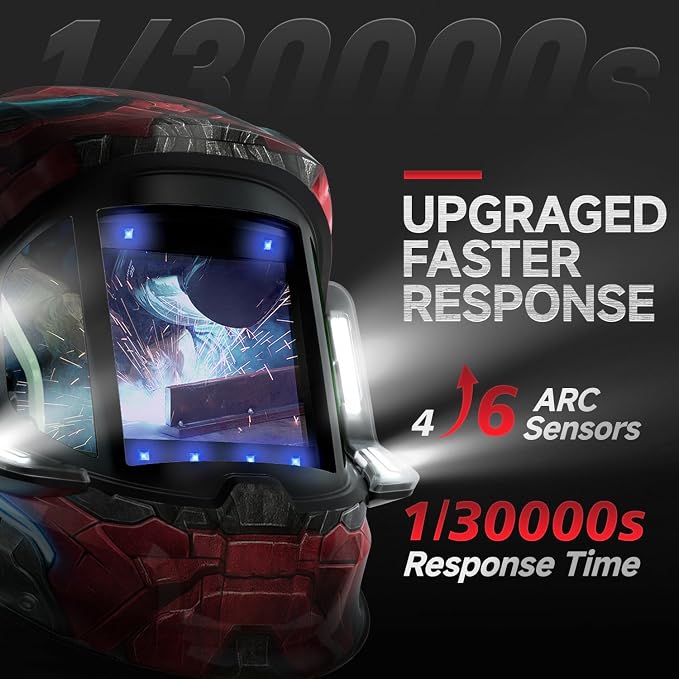 ANDELI Welding Helmet - 180° Panoramic 6 Arc Sensor True Color, Auto Darkening Welding Helmet with Light and Motion Sensing, 2100mAh Rechargeable Battery for TIG/MIG/Cut/Grind MONERRR-LED