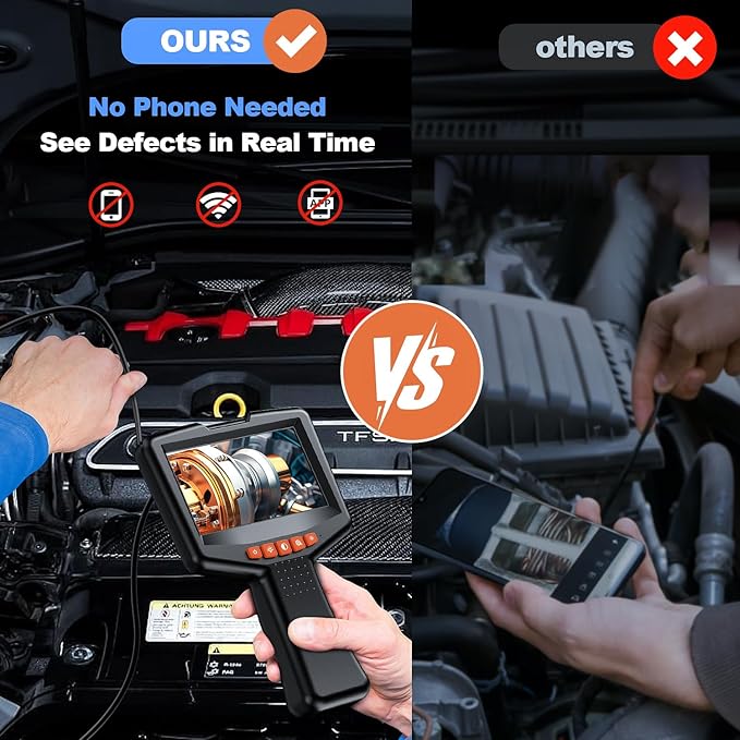 Endoscope Camera with Light: 4.3" 1080P HD Inspection Borescope Camera for Sewer - 16.4ft Waterproof Industrial Endoscope - Flexible Snake Bore Scope for Plumbing Automotive