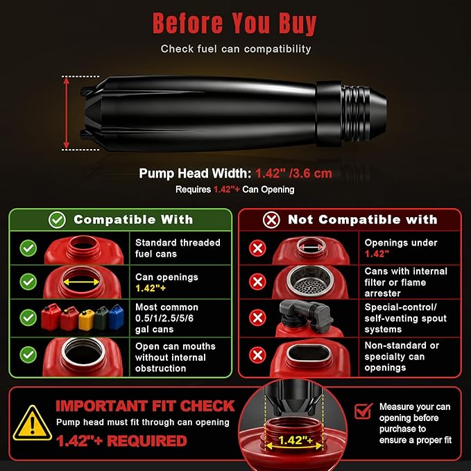 Fuel Transfer Pump for Milwaukee M18 Batteries, Cordless 3.7 GPM Flow | Gas Can Pump Kit with Locking Nozzle, 3 Adapters for Gasoline, Diesel, Kerosene & Light Oil, Battery Not Included