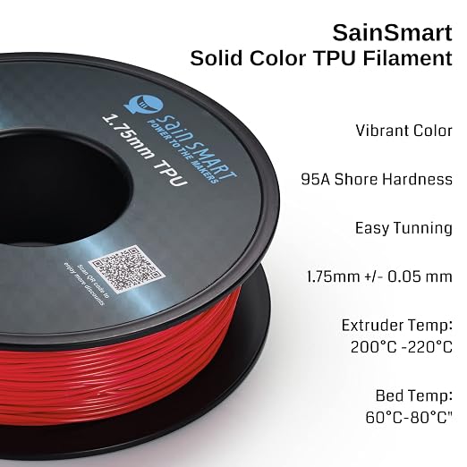SainSmart Neon Color TPU, 1.75mm Flexible TPU 3D Printer Filament 800g, Dimensional Accuracy +/- 0.05 mm, Neon Scarlet