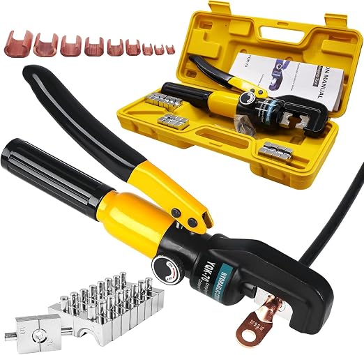 Hydraulic Crimping Tool and Wire Crimping Tool Kit with 10 pcs C-26 Copper C Tap