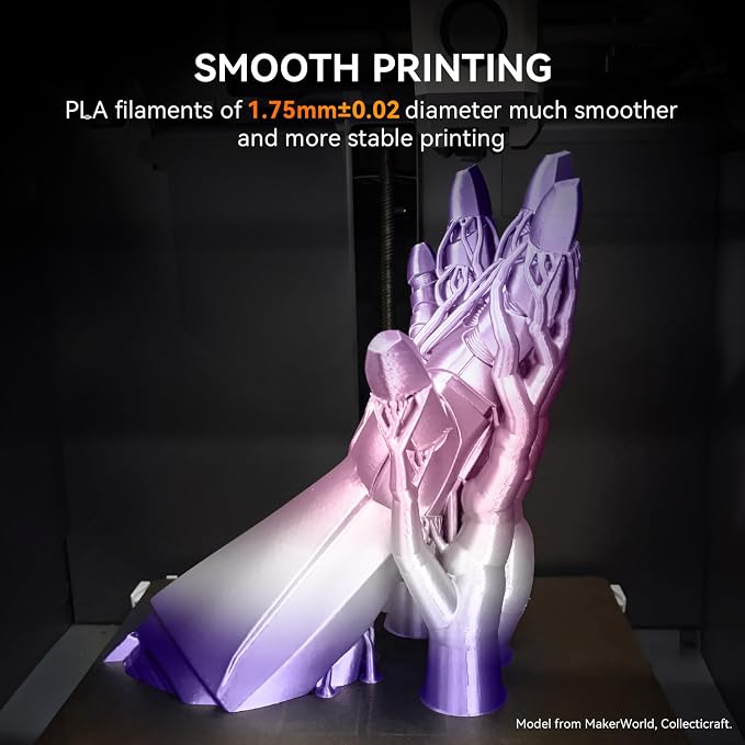 TECBEARS Silk Rainbow PLA Filament 1.75mm, Gradient 3D Printer Filament, Shiny Silk Rainbow Filament, Fast Color Change Each 8 Meters, Dimensional Accuracy +/- 0.02mm(Lilac-Violet)