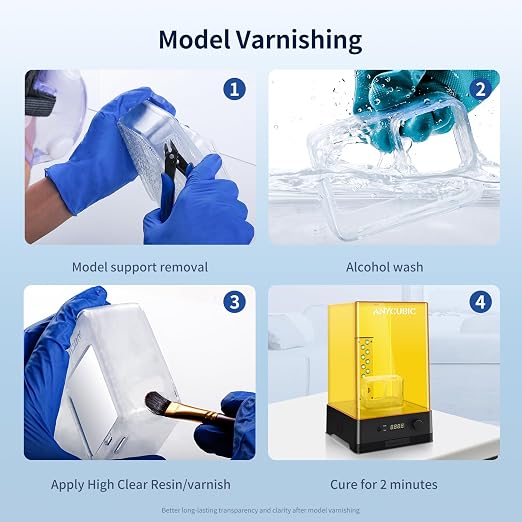 ANYCUBIC High Clear 3D Printer Resin, Resist Yellowing and Highly Transparent, Tough and Resilient, Low Odor 3D Printing Resin, Widely Compatible Resin 3D Printers (High Clear, 2kg)
