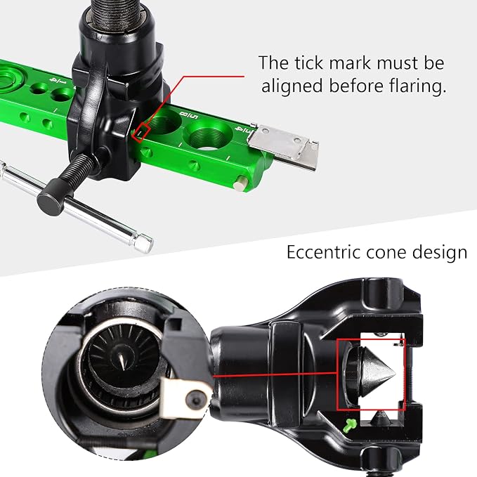 Bonvoisin Flaring Tool Kit 1/4”-3/4” HVAC Single Flare Tool 45° 45° Eccentric Tube Flaring Tool with Pipe Cutter for Copper Aluminum Tubing (5 in 1 Kit)