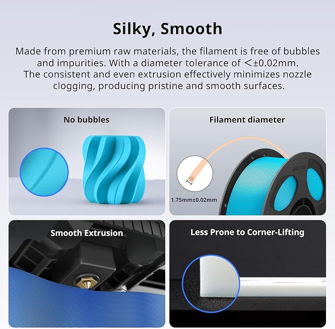 ANYCUBIC PLA Plus (PLA+), 3D Printer Filament 1.75mm, High Toughness 3D Printing Filament, Dimensional Accuracy +/- 0.02mm, Print with Most FDM 3D Printers, 1KG Reusable Spool, Tropical Turquoise