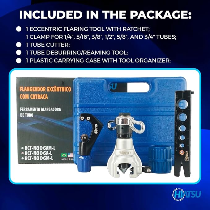 Hiatsu Professional Flaring Tool Kit - 45° Ratchet Copper Flaring Tool Set with Tubing Flare Tool Kit for HVAC Systems