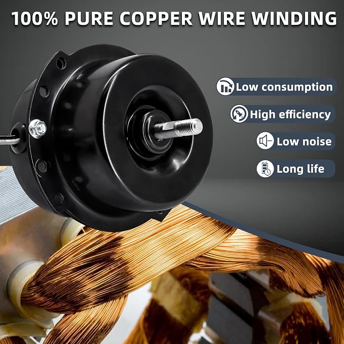 Criditpid 14 Inch Pure Copper Shutter Exhaust Fan, Black Through Wall Ventilation Exhaust Fan with ON/OFF Switch for Gable, Home, Shed, Garage, Basement, Kitchen, Attic Ventilation, 1088CFM, 1450RPM.