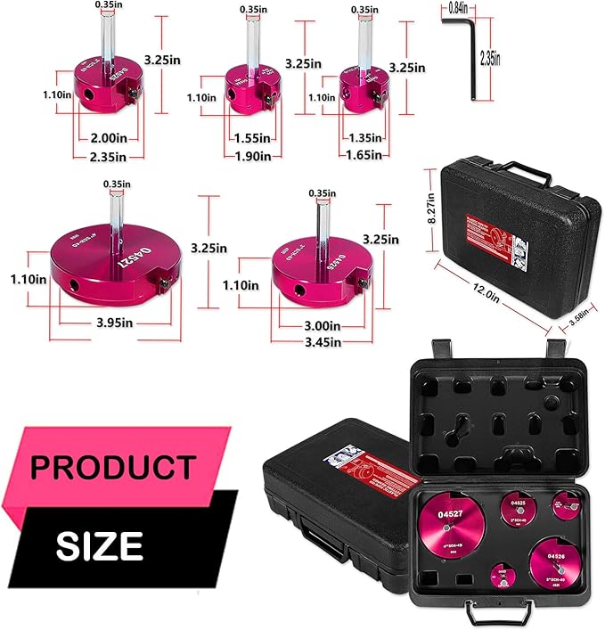 5-Piece Plastic Pipe Reamer Tool Kit for PVC, CPVC & ABS Fittings,Includes 1.25", 1.5", 2", 3", 4" Reamers,Compatible with Standard 1/2" Drills,3/8" Hex Shaft, for Exhaust, Drain, Water Pipes Cleaning