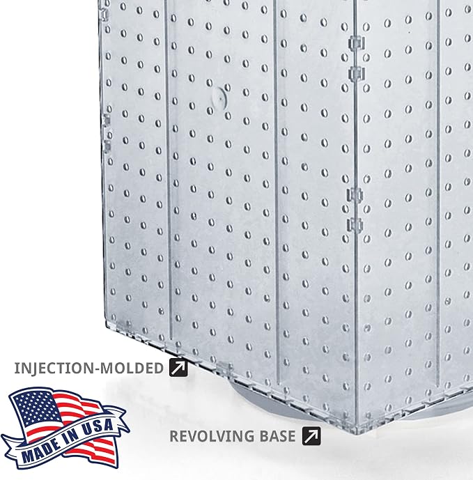 Azar Displays 701414-CLR-4C32 Rotating Countertop Display Kit with Peg Hooks Included, 14 Inches Wide x 14 Inches Deep x 20 Inches High, Pegboard Spinner Organizer, Clear