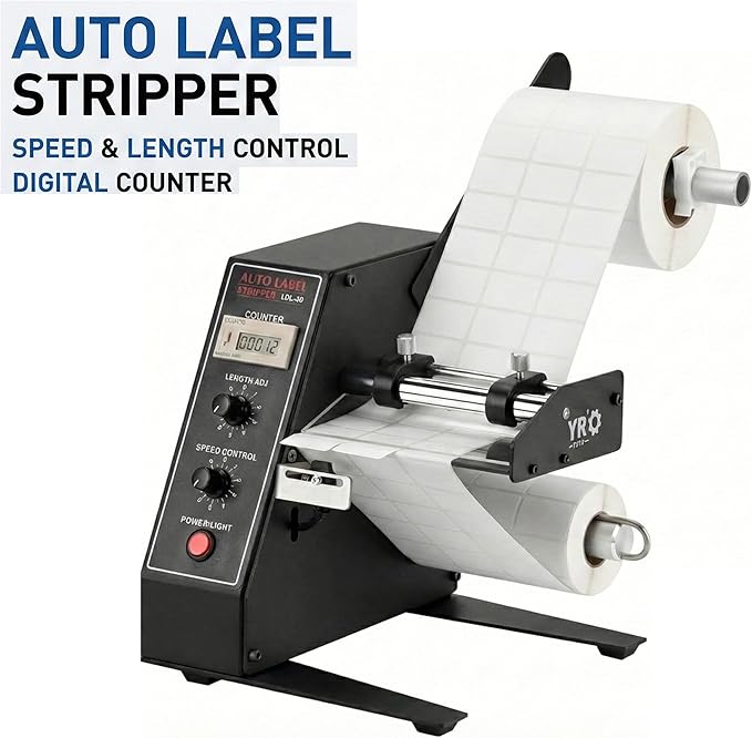 1150D Automatic Label Dispenser, 110V Electric Sticker Peeler with Intelligent Sensing & Auto Counting, 1-8m/min Adjustable Speed Labeling Machine for Multiple Rows, for Warehouse & Retail