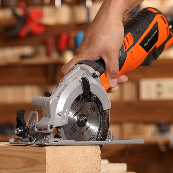 Power Mini Circular Saw,4-1/2" Saw 5.8A 3500RPM Cutting for Wood, Plastic