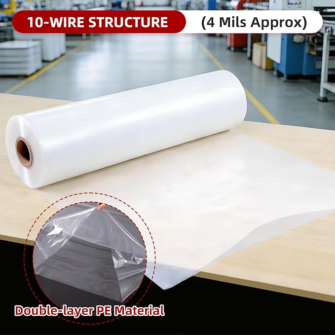 ATOLS 200ft x 22in Lay Flat Poly Tubing – Heavy-Duty Plastic Tubes for HVAC Ducting, Temporary Airflow, Dust & Fume Removal – Fits 8" and 12" Blowers