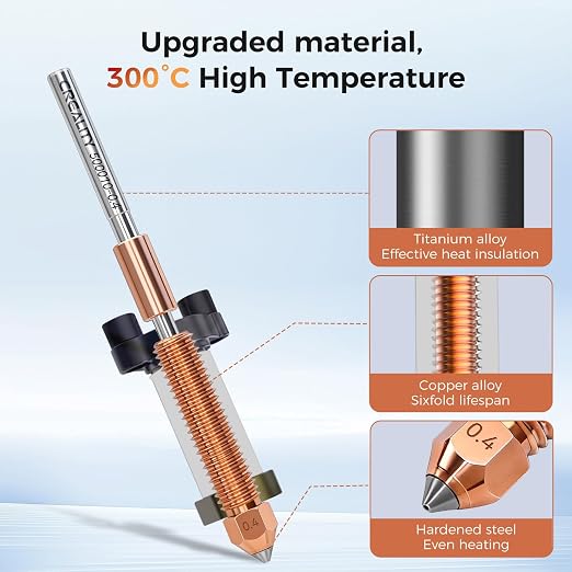 Creality K2 Pro Ceramic Heating Block Kit, Upgrade 3D Printer Hotend Quick-swap Nozzle Kit, All-Metal Integrated Extruder Hot end with Heat Sink, 300°C Temperature Resistance for Creality K2 Pro Combo