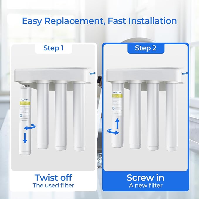 H2O Stage 1 Sediment Replacement Filter, No RO Membrane, 2 Pack | Compatible with Pure Blue H2O Stage 1 Sediment PB-TLRO4SEDT, 4 Stage PB‑TLRO4H50T Reverse Osmosis Water Filtration System