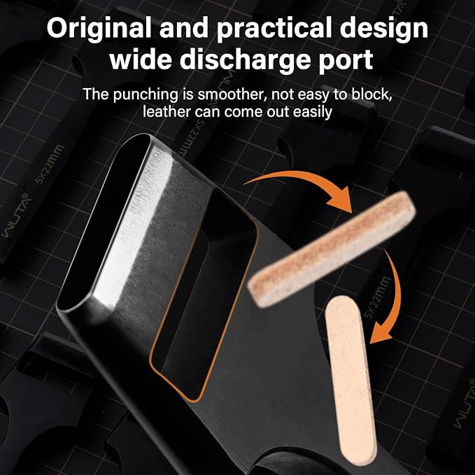 WUTA 4 Pcs Leather Belt Hole Puncher Oval Cutter Strap Watch Band Flat Punches Heavy Duty Oblong Tools for Leathercrafting (2 * 5+3 * 5+1.5mm Round+2mm Round)
