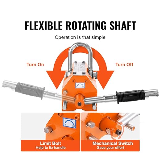 VEVOR Magnetic Lifter, 3300lbs/1500kg Pulling Capacity, 2.5 Safety Factor, Neodymium & Steel, Lifting Magnet with Release, Permanent Lift Magnets, Heavy Duty Magnet for Hoist, Shop Crane, Block, Board