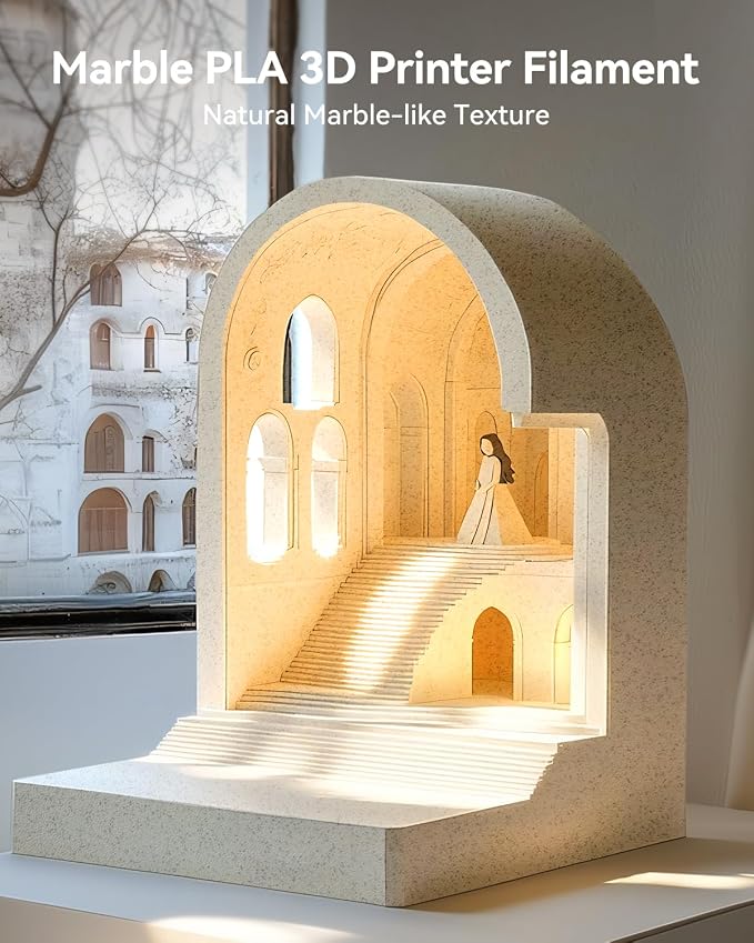 SUNLU High Speed PLA Filament, Natural Marble-Like Texture, Smooth Printing, 1kg (Cool White)