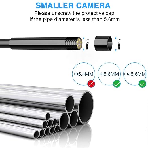 Wireless Endoscope Camera with Light HD Waterproof WiFi Borescope Flexible 5.5MM Automotive Snake Inspection Camera Compatible Android and iOS Smartphones, iPhone, iPad, 4.92FT