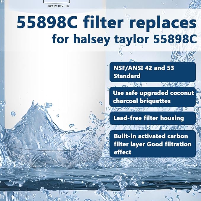55898C Water Filter, Replacement for Halsey Taylor 55898C Filter Compatible with HWF172 Filter Replacement Filling Stations(2 Pack）