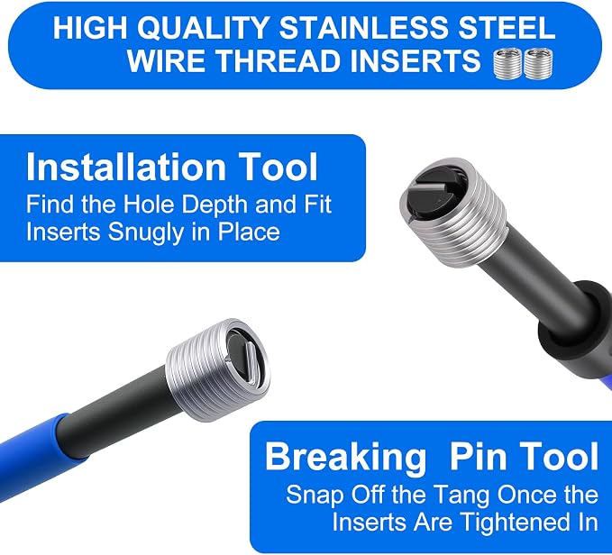 30PC SAE Helicoil Thread Repair Insert Kit, 5/16-18 inch Rethread | helicoil Thread Repair kit with HSS Drill Bits, Rethreading Inserts Tool Set for Damaged Thread Repairing with Carry Case