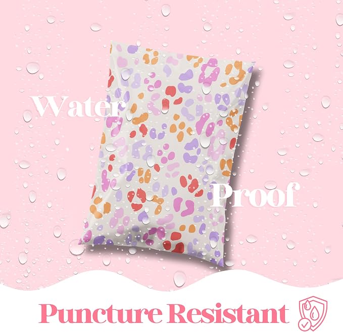 Pretty Package Store Poly Mailer 14.5x19, Preppy Leopard, 100 Pack | Heavy Duty, Waterproof, Self Seal, Tear Resistant, Shipping Bags for Small Business Packaging, Bulk Mailing Envelopes