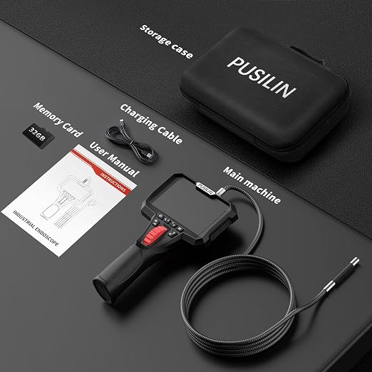 Two-Way Articulating Borescope Camera with Light, Industrial Endoscope Featuring a 3.9mm Articulated Snake Camera, 4.3" Endoscope Camera with 3.2FT Semi-Rigid Inspection Camera with Light