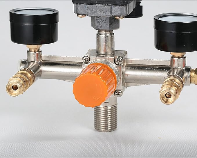 Secbolt Pressure Switch Manifold Regulator Gauges Air Compressor Pressure Switch Control Valve 90-120PSI (Horizontal Switch)