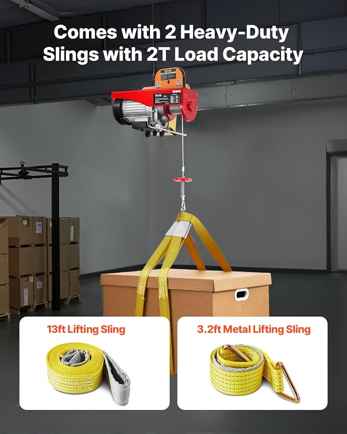 VEVOR 880lbs Electric Hoist with 14 FT Wired Remote Control, Electric Hoist 110 Volt with 20-40 FT Lifting Height for Garage Warehouse Factory