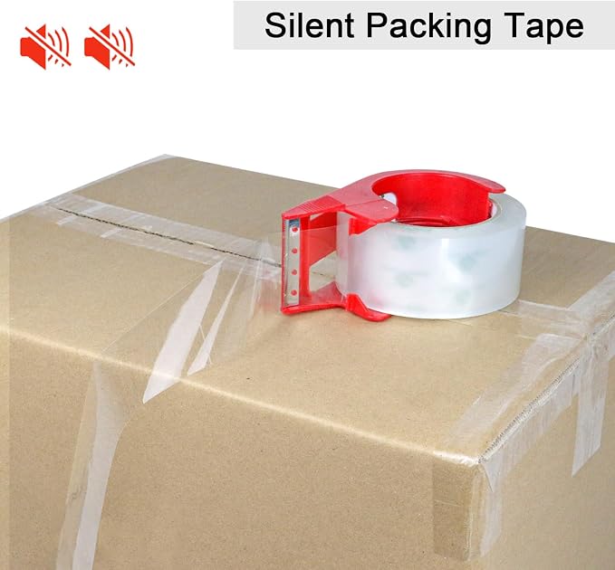 BOMEI PACK No Noise Silent Packing Tape 6 Rolls 1.88" x 55 Yards, Industrial Heavy Duty Packaging Tape for Packing Shipping Moving and Storage