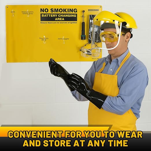 7 Pcs Complete Forklift Battery Protective Handling PPE Kit, PPE Equipment for Lift Battery Water Handling, Propane Tasks, Warehouse Safety Gear Storage