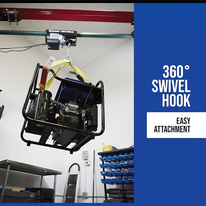Strongway Electric Cable Hoist - 550-Lb. Single-Line Capacity/1100-Lb. Double-Line Capacity, 38ft./19ft. Lift