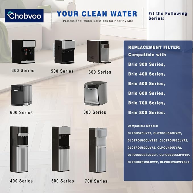 2 Stage Water Filter Replacement for Brio® NFMCTO5MS2 and NFMPP5M, Compatible with The UVF2 Series Models of Brio® Bottleless Water Cooler Dispensers, 1500 Gallons, Leak-free, 2 Counts