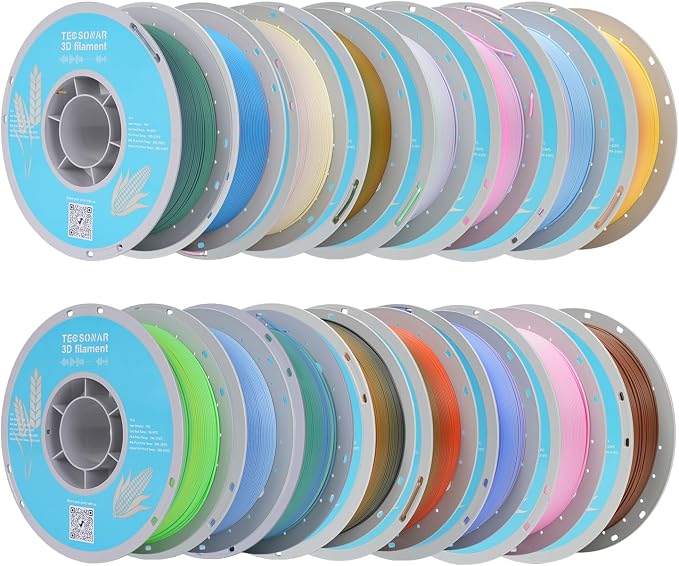 Matte Rainbow PLA 3D Printer Filament, 16 Rolls,1KG Spool(2.2lbs) 1.75mm, Multicolor Gradient Filament Bulk for Most FDM 3D Printers,16 Different Matte Rainbow Colors