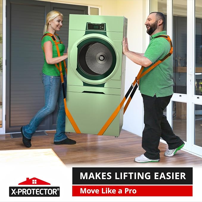 X-Protector Moving Straps - 2 Pairs - Lifting Straps for 2 Movers - Move Furniture Easily and Safely - Perfect for Lifting and Moving Heavy Objects! (with Back Support)