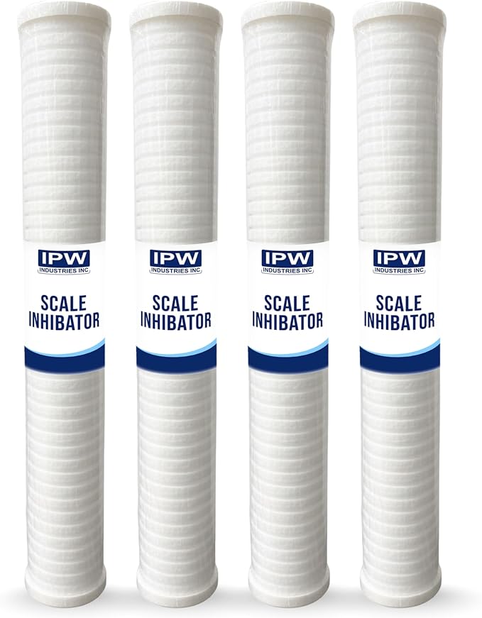 IPW Industries Inc. - 5-Micron Grooved Polypropylene Sediment Replacement Filter & Scale and Corrosion Inhibitor - Compatible with Tankless Water Heaters & Whole-House Water Filtration - 4 Pack
