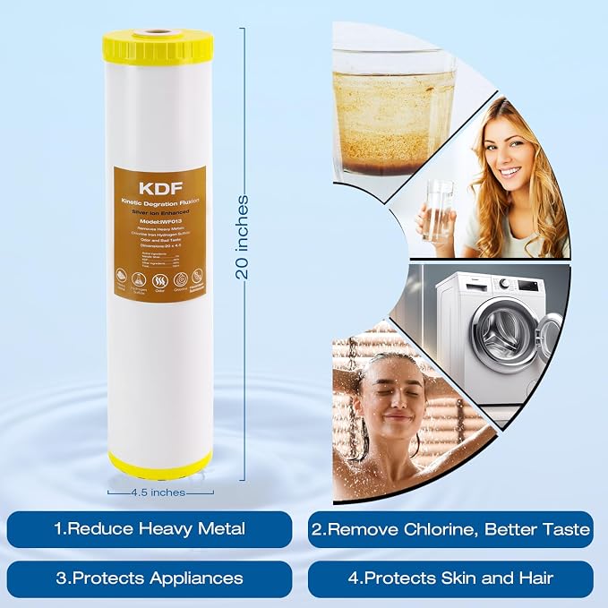 H&G Lifestyles KDF Water Filter Cartridge,Replacement for 20 x 4.5 Filter | Whole House Water Filter System, Remove Chlorine Heavy Metal,Improve Water Taste,Compatible with 20 Inches Filter Housing