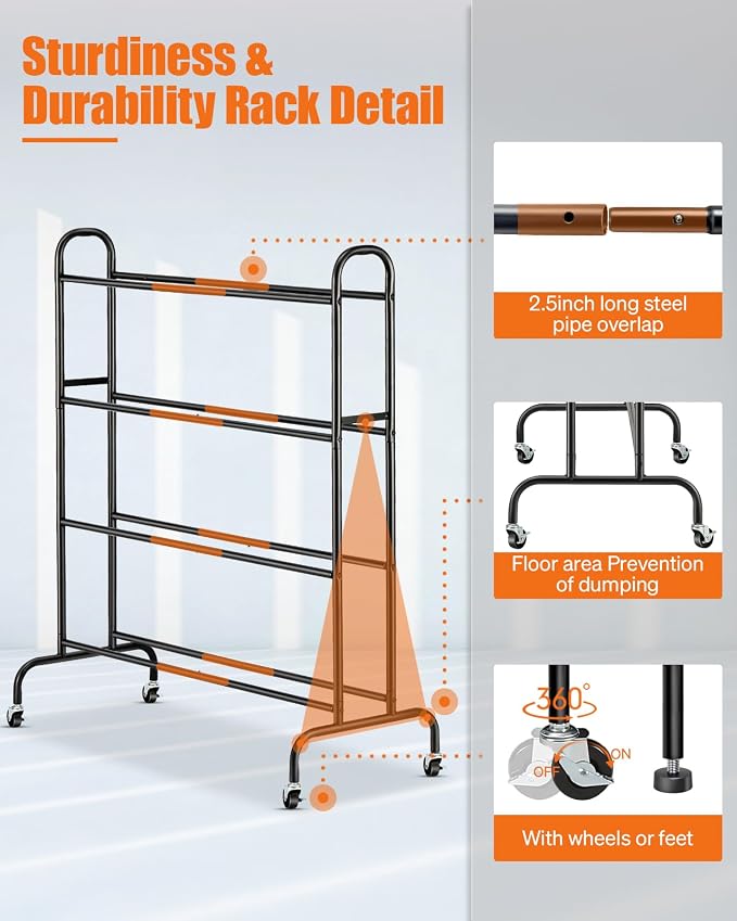 AHOWPD 3D Printer Filament Storage Rack - 4 Tier Rolling Filament Spool Holders Racks with Wheels, Heavy Duty Metal Shelf for PLA/ABS/TPU, Filaments Organzied for 3D Printing Studio, Office Workshop