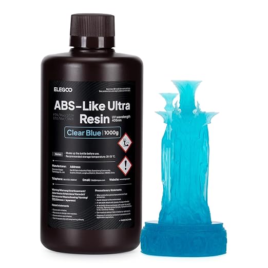ELEGOO ABS-Like Ultra Resin with Extra Strength and Toughness, Compatible with MSLA/DLP/LCD Resin 3D Printer, Perfect 3D Printer Resin for Tool Application, Clear Blue 1000g