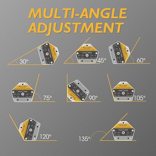TOOLIOM Hexagon Welding Magnets Multi-Angle Strong Magnetic Welding Holder 110LB 2PCS Pull Force Holding Power Welding Accessories
