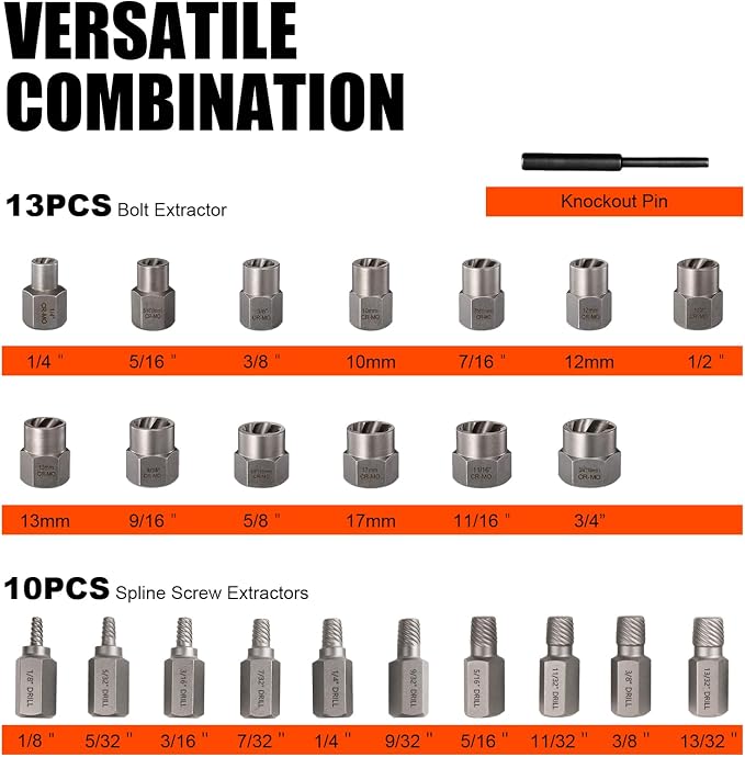 42Pcs Bolt Extractor Kits with Left Hand Cobalt Drill Bit Set, Easy Out Broken Stripped Screw Extractor Set Removal Tool for Damaged, Frozen, Studs, Rusted, Rounded-Off Bolts, Nuts & Screws