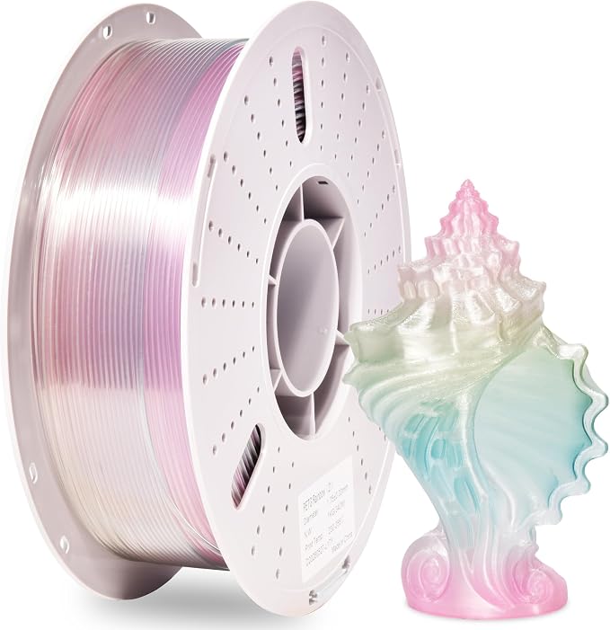 PINBALL Clear PETG 3D Printer Filament 1.75mm ±0.02mm, Multicolor Transparent Rainbow Filament, Translucent PETG Filament, 1KG/2.2lbs
