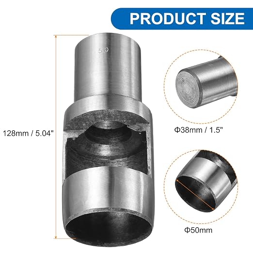 HARFINGTON Leather Round Hole Punch, 50mm Hollow Hole Puncher Cutter Carbon Steel Circle Hole Punching Cutting Tool for Belt/DIY Leather Craft
