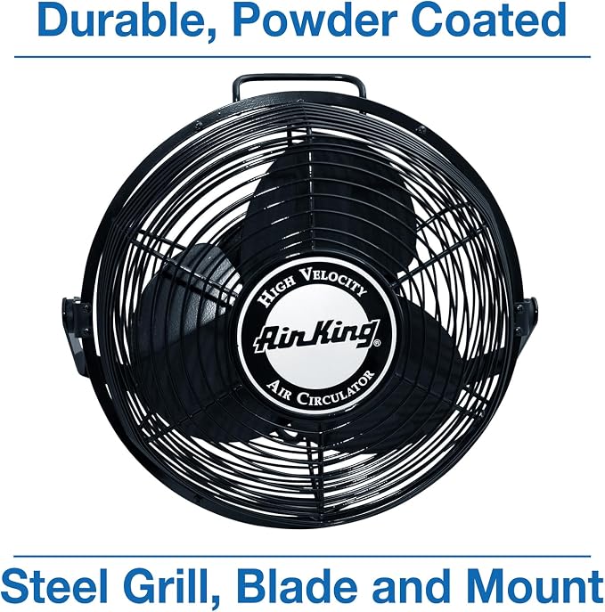Air King 9312 Powder-Coated Steel Multi-Mount Wall Fan, Black